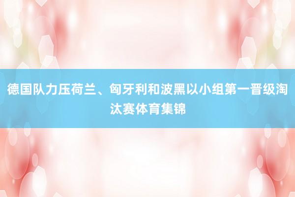德国队力压荷兰、匈牙利和波黑以小组第一晋级淘汰赛体育集锦