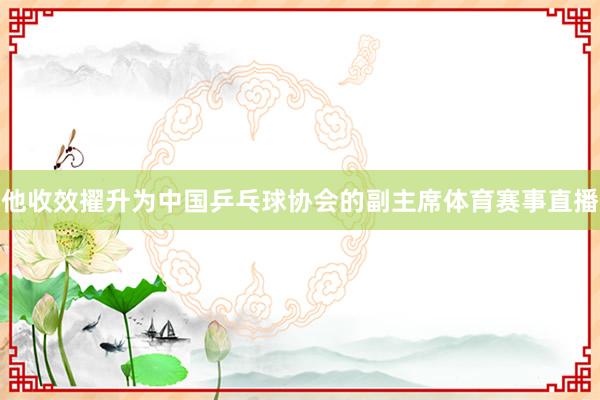 他收效擢升为中国乒乓球协会的副主席体育赛事直播