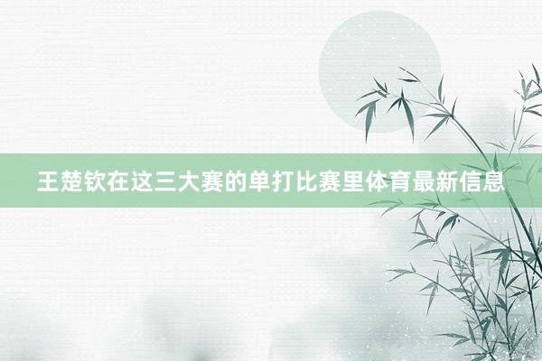 王楚钦在这三大赛的单打比赛里体育最新信息