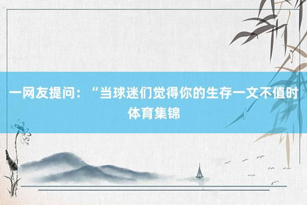 一网友提问：“当球迷们觉得你的生存一文不值时体育集锦