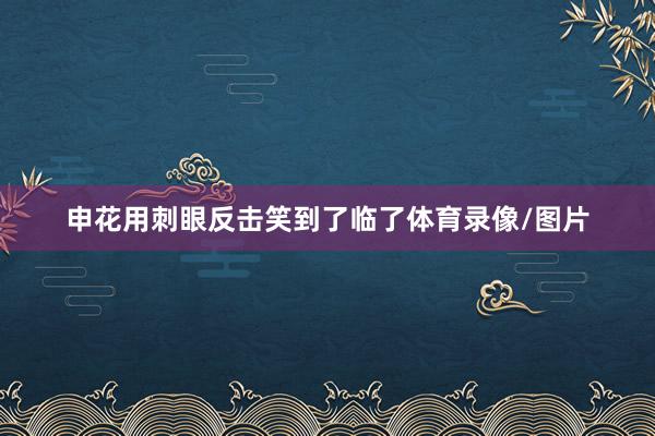 申花用刺眼反击笑到了临了体育录像/图片
