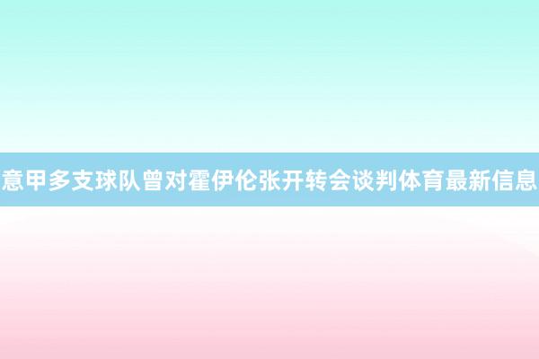 意甲多支球队曾对霍伊伦张开转会谈判体育最新信息