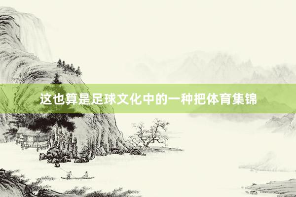这也算是足球文化中的一种把体育集锦