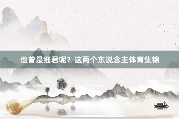 也曾是细君呢？这两个东说念主体育集锦