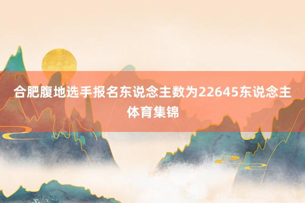 合肥腹地选手报名东说念主数为22645东说念主体育集锦