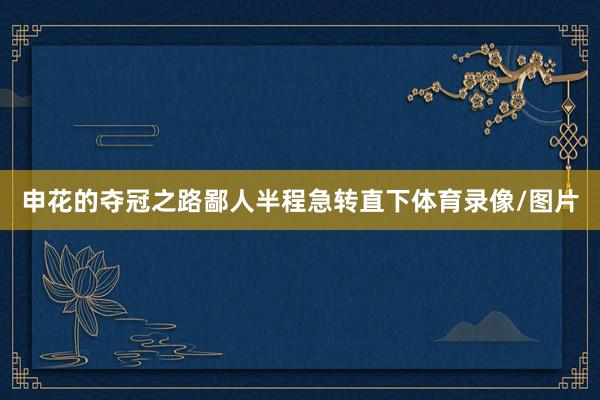 申花的夺冠之路鄙人半程急转直下体育录像/图片