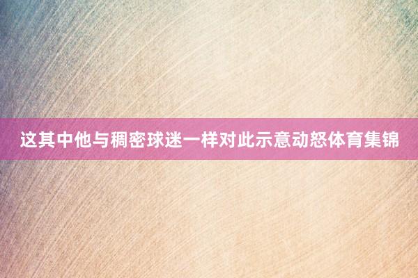 这其中他与稠密球迷一样对此示意动怒体育集锦