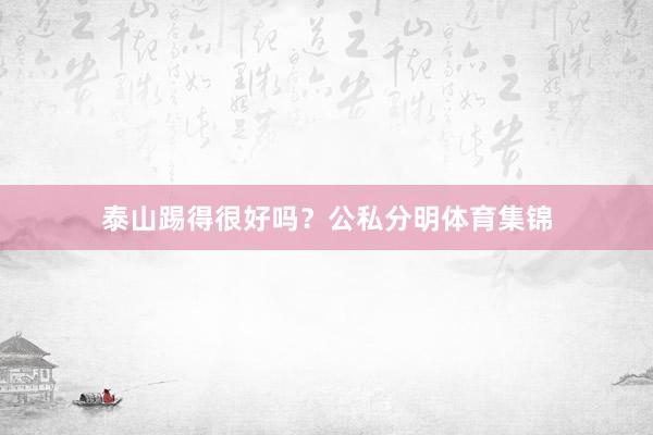 泰山踢得很好吗?公私分明体育集锦