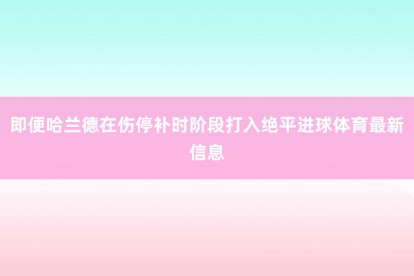 即便哈兰德在伤停补时阶段打入绝平进球体育最新信息